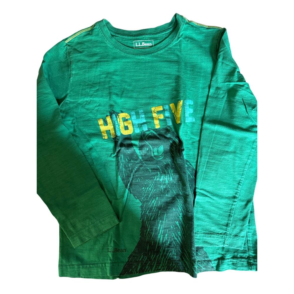 Lands End Green bear high five shirt size 10-12